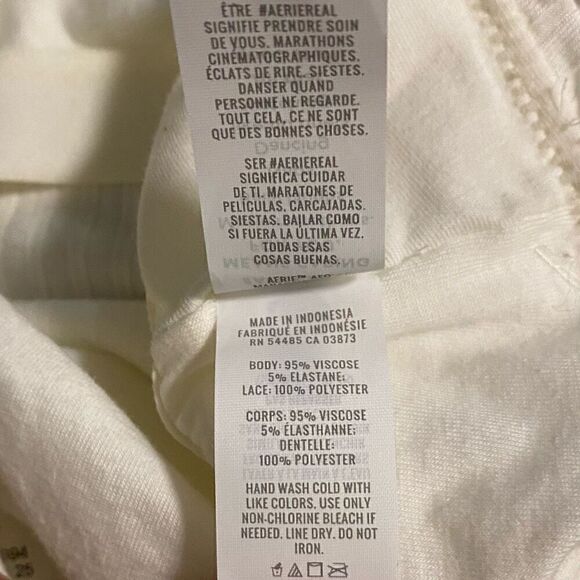 Aerie White Ribbed Lace Appliqué Back Crop Top Bralette NWT Size Medium - Picture 7 of 9